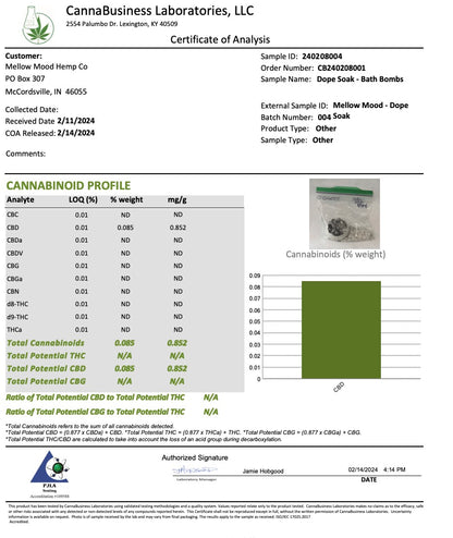 DOPE SOAK : Balanced CBD Bath Bomb