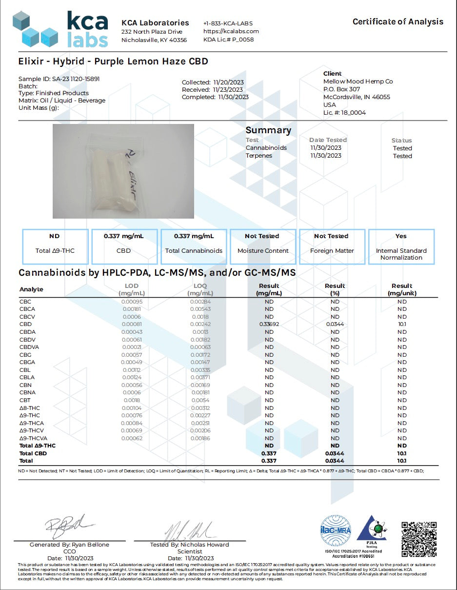 Hybrid Elixir : Purple Lemon Haze CBD Strain